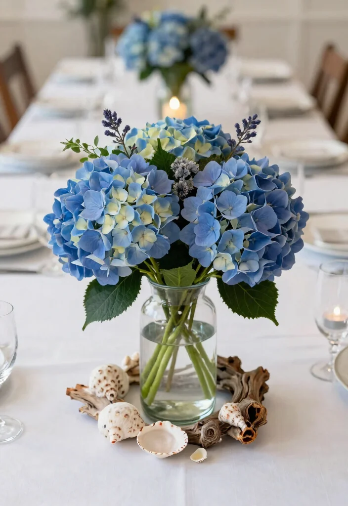 16 Blue Thanksgiving Table Decor Ideas With Elegant Touch - 4. Coastal Inspired Centerpieces 1