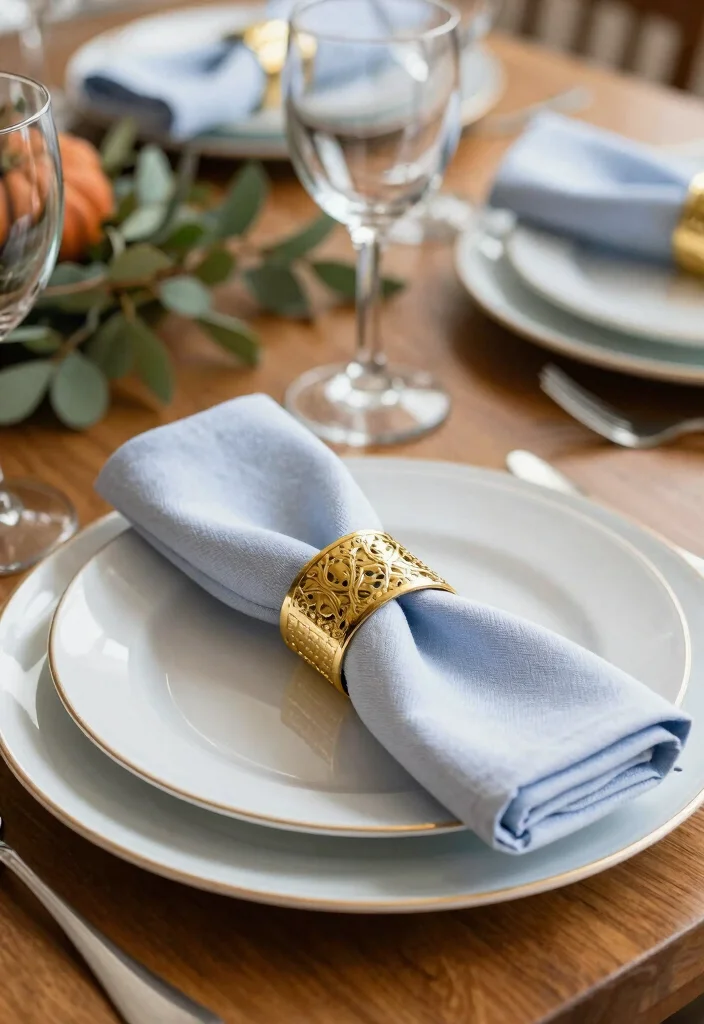 16 Blue Thanksgiving Table Decor Ideas With Elegant Touch - 5. Blue and White Napkin Sets 1