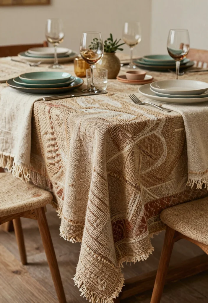 16 Boho Dining Room Table Ideas With Relaxed Vibes 51 16 Boho Dining Room Table Ideas With Relaxed Vibes - 11. Use Textured Table Linens 1