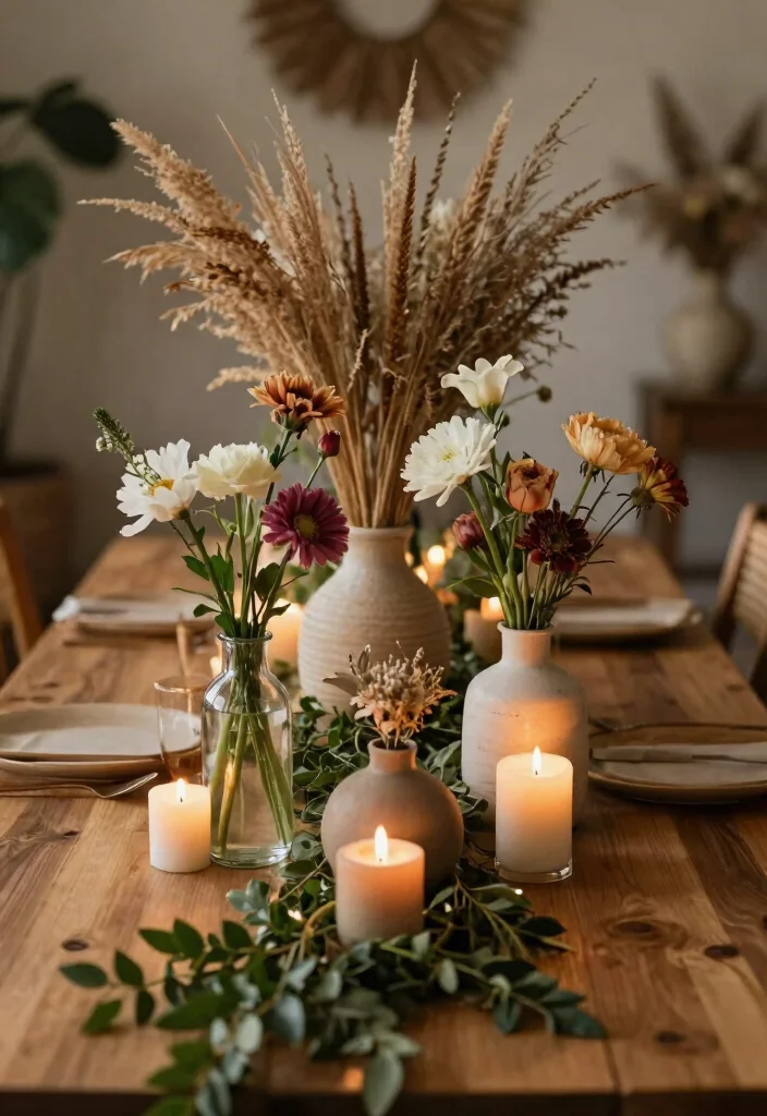16 Boho Dining Room Table Ideas With Relaxed Vibes 3 16 Boho Dining Room Table Ideas With Relaxed Vibes - 3. Eye-Catching Centerpieces 1