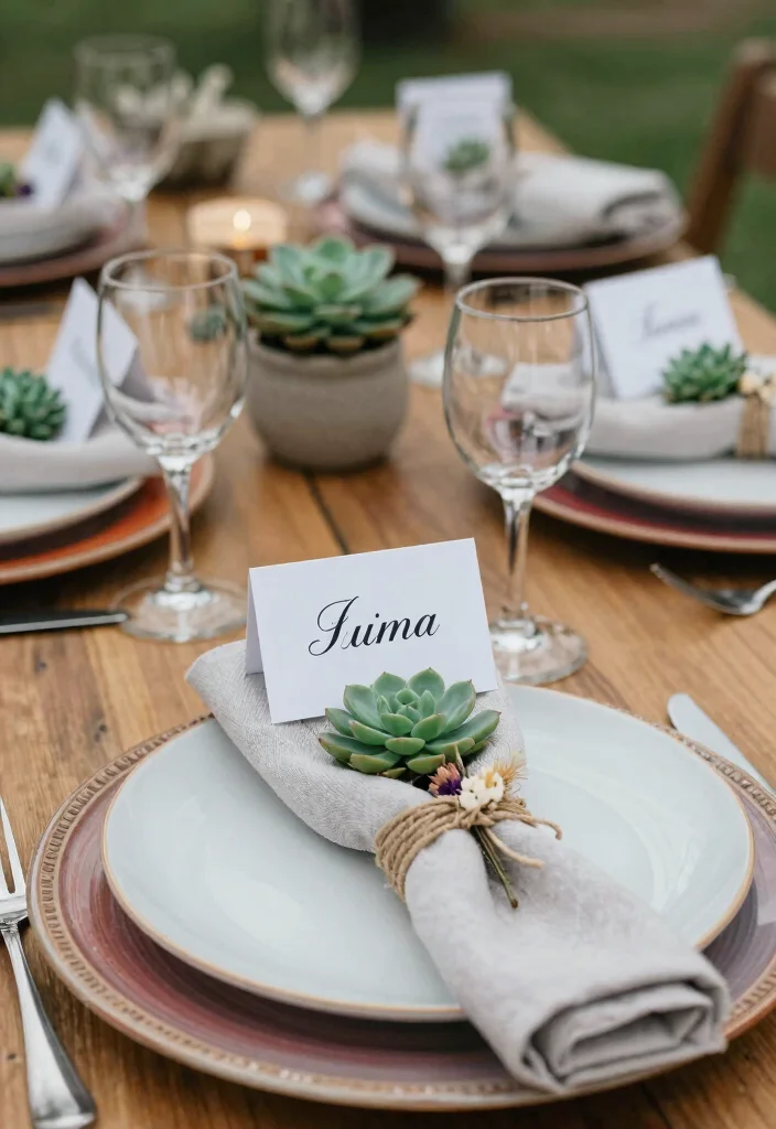 16 Boho Table Decor Ideas With Free Spirited Style - 6. Personalized Place Settings 1