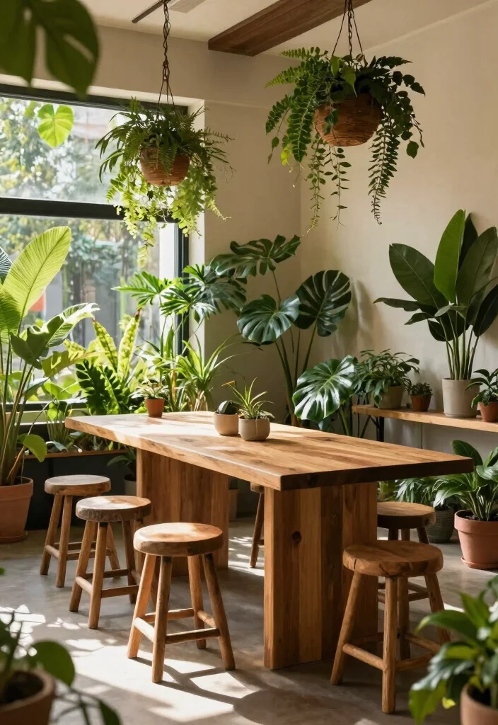 16 Counter Height Dining Table Set Ideas With Modern Flair 32 16 Counter Height Dining Table Set Ideas With Modern Flair - 12. Urban Jungle Style 1