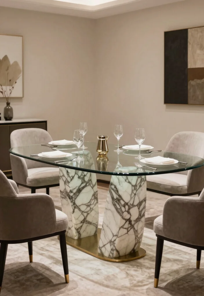 16 Dining Table Glass Top Design Ideas That Look Sleek 52 16 Dining Table Glass Top Design Ideas That Look Sleek - 12. Luxurious Marble and Glass Fusion 1