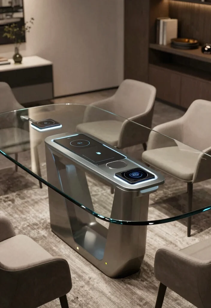 16 Dining Table Glass Top Design Ideas That Look Sleek 55 16 Dining Table Glass Top Design Ideas That Look Sleek - 15. Smart Technology Integration in Dining Tables 1