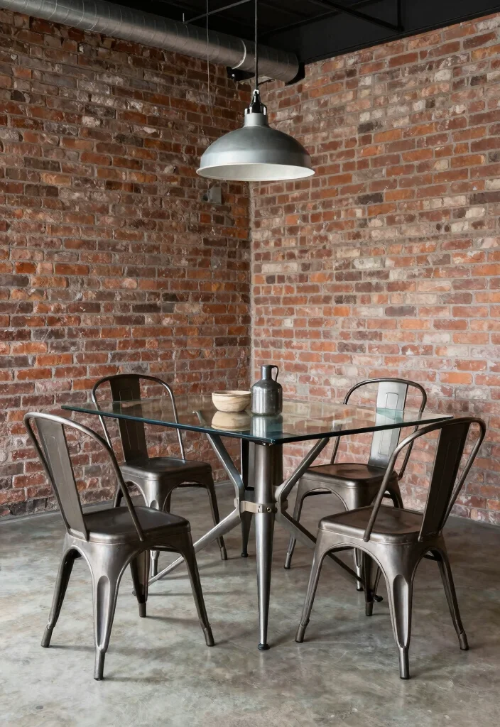 16 Dining Table Glass Top Design Ideas That Look Sleek 2 16 Dining Table Glass Top Design Ideas That Look Sleek - 2. Industrial Chic with Metal Accents 1