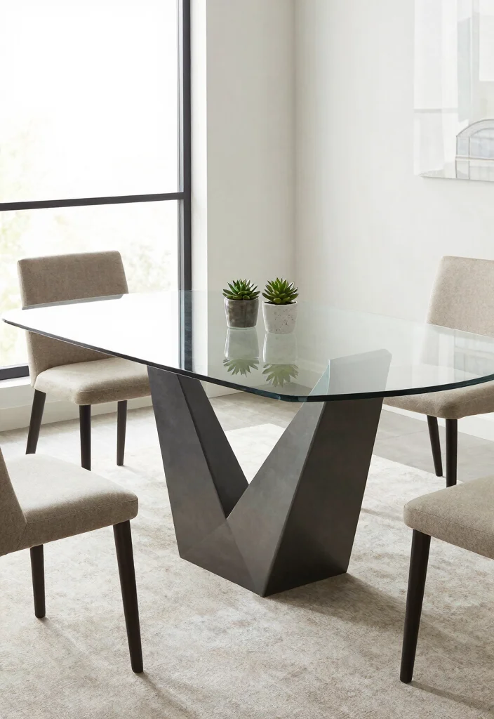 16 Dining Table Glass Top Design Ideas That Look Sleek 14 16 Dining Table Glass Top Design Ideas That Look Sleek - 4. Geometric Designs for a Modern Look 1