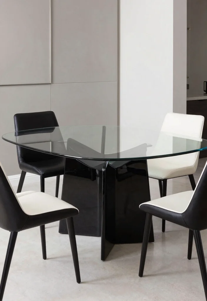 16 Dining Table Glass Top Design Ideas That Look Sleek 26 16 Dining Table Glass Top Design Ideas That Look Sleek - 6. Contemporary Black and White Contrast 1