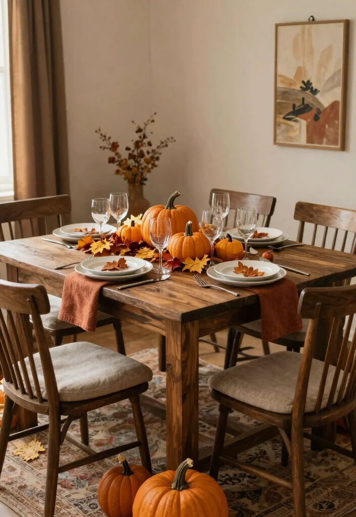 16 Eco-Friendly 6 Chair Dining Table Ideas For Family Gatherings - 15. Seasonal Themed Dining 1