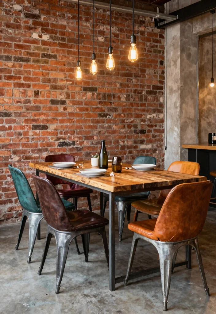 16 Eco-Friendly 6 Chair Dining Table Ideas For Family Gatherings - 3. Upcycled Industrial Style 1