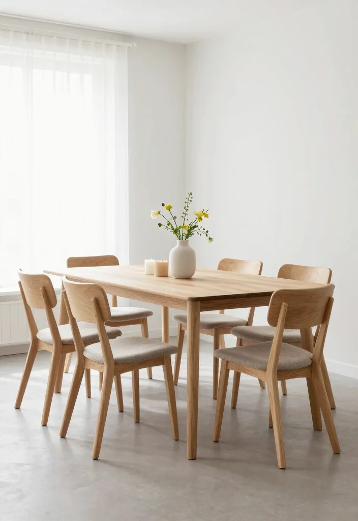 16 Eco-Friendly 6 Chair Dining Table Ideas For Family Gatherings - 6. Minimalist Scandinavian Design 1