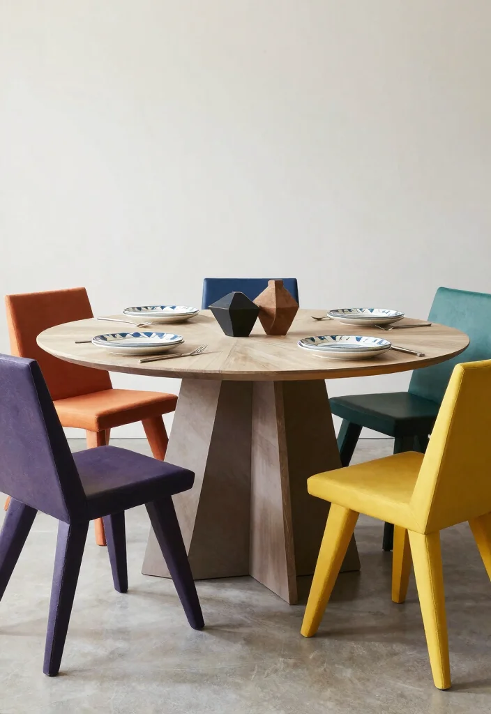 16 Eco-Friendly 6 Chair Dining Table Ideas For Family Gatherings - 7. Bold Geometric Designs 1