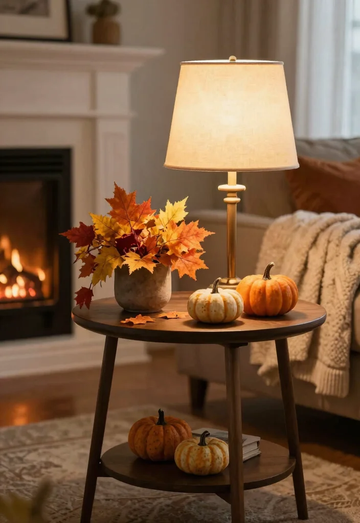 16 End Table Decor Living Room With Lamp Ideas That Glow Beautifully 20 16 End Table Decor Living Room With Lamp Ideas That Glow Beautifully - 10. Seasonal Accents 1