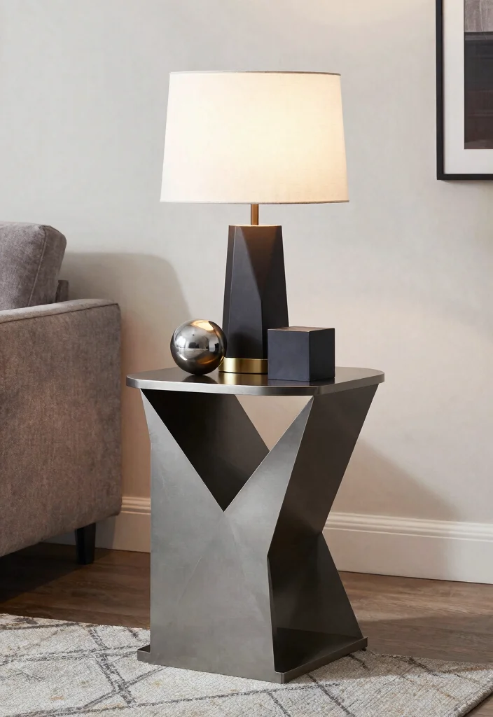 16 End Table Decor Living Room With Lamp Ideas That Glow Beautifully 22 16 End Table Decor Living Room With Lamp Ideas That Glow Beautifully - 12. Geometric Shapes 1