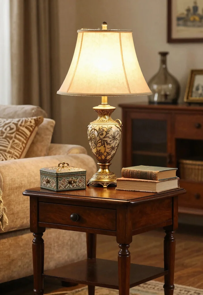 16 End Table Decor Living Room With Lamp Ideas That Glow Beautifully 17 16 End Table Decor Living Room With Lamp Ideas That Glow Beautifully - 7. Vintage Finds 1