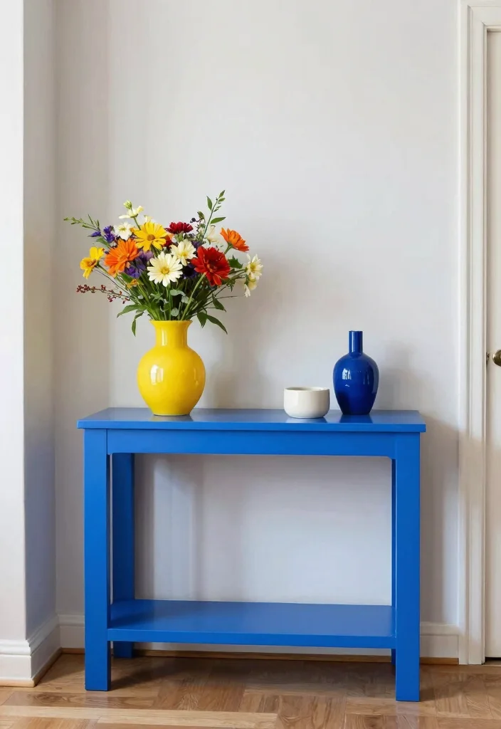 16 Entry Way Console Table Decor Ideas That Stand Out 56 16 Entry Way Console Table Decor Ideas That Stand Out - 16. Smart Color Blocking 1