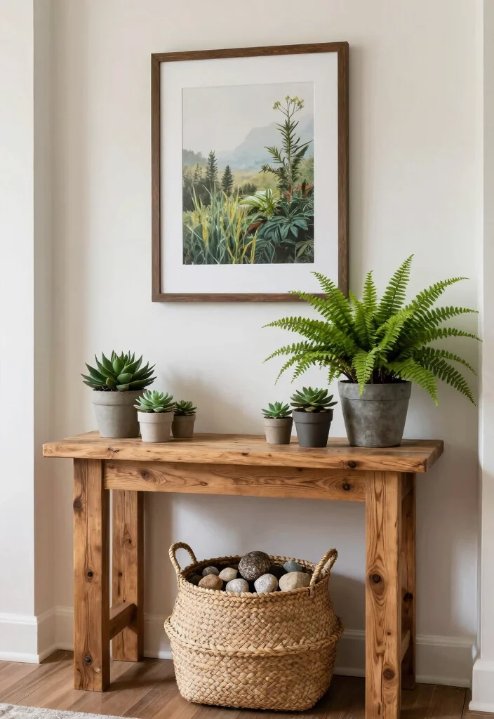 16 Entry Way Console Table Decor Ideas That Stand Out 2 16 Entry Way Console Table Decor Ideas That Stand Out - 2. Nature-Inspired Elements 1