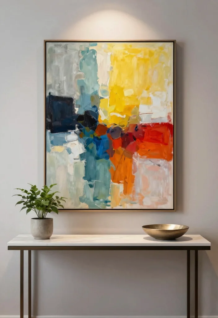 16 Entry Way Console Table Decor Ideas That Stand Out 14 16 Entry Way Console Table Decor Ideas That Stand Out - 4. Statement Artwork 1