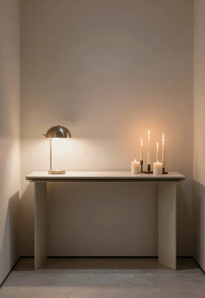 16 Entry Way Console Table Decor Ideas That Stand Out 25 16 Entry Way Console Table Decor Ideas That Stand Out - 5. Minimalist Lighting 1