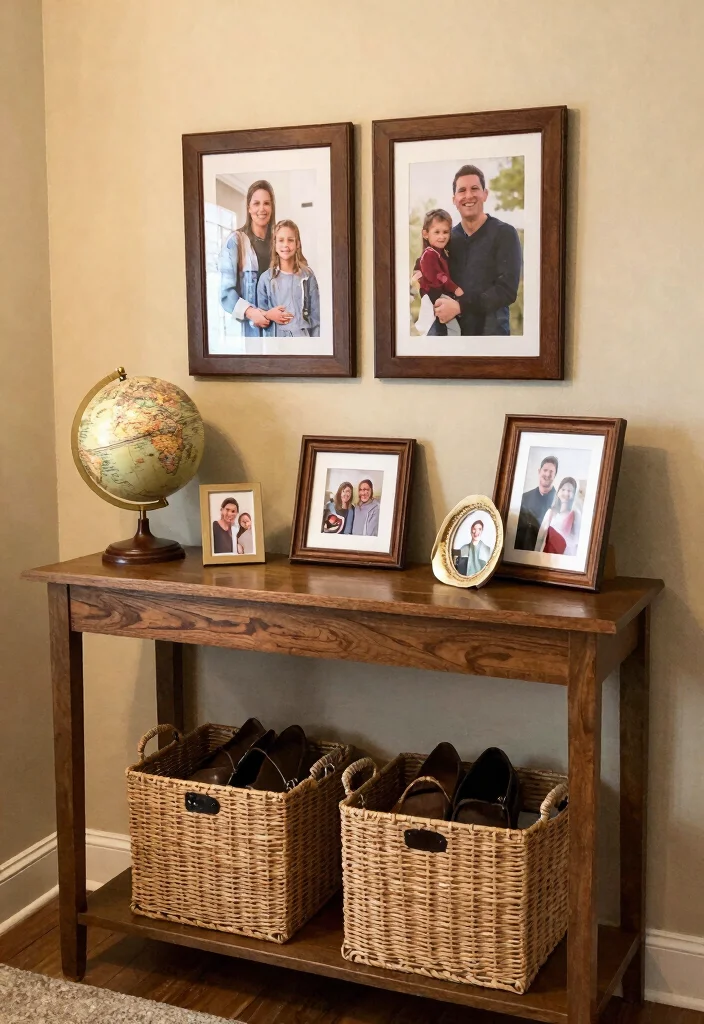 16 Entry Way Console Table Decor Ideas That Stand Out 26 16 Entry Way Console Table Decor Ideas That Stand Out - 6. Personalized Touches 1