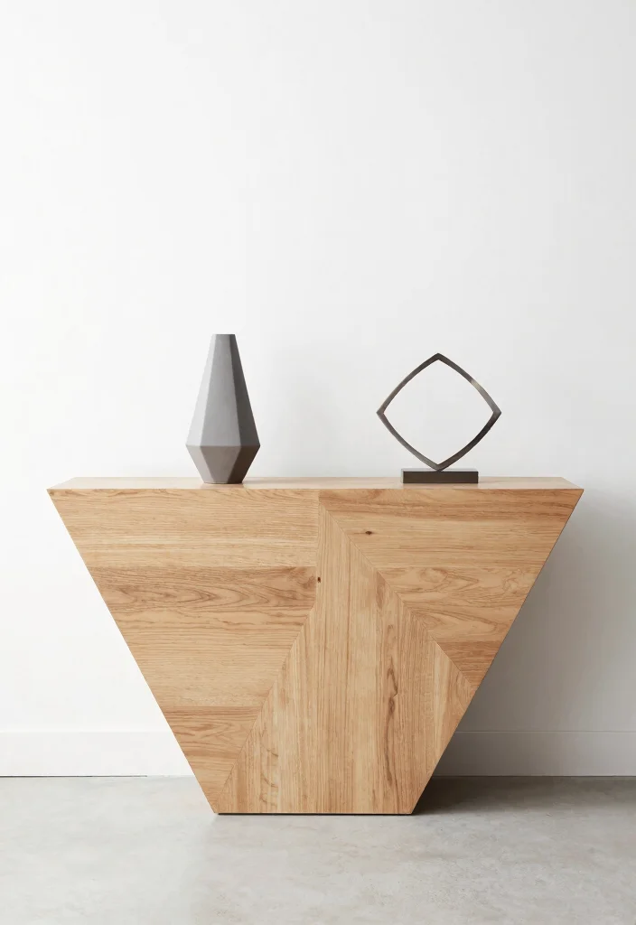 16 Entry Way Console Table Decor Ideas That Stand Out 37 16 Entry Way Console Table Decor Ideas That Stand Out - 7. Modern Geometric Shapes 1