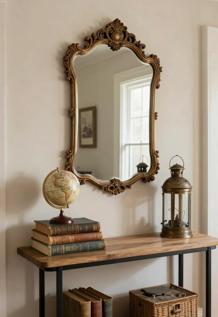 16 Entry Way Console Table Decor Ideas That Stand Out 49 16 Entry Way Console Table Decor Ideas That Stand Out - 9. Vintage Finds 1