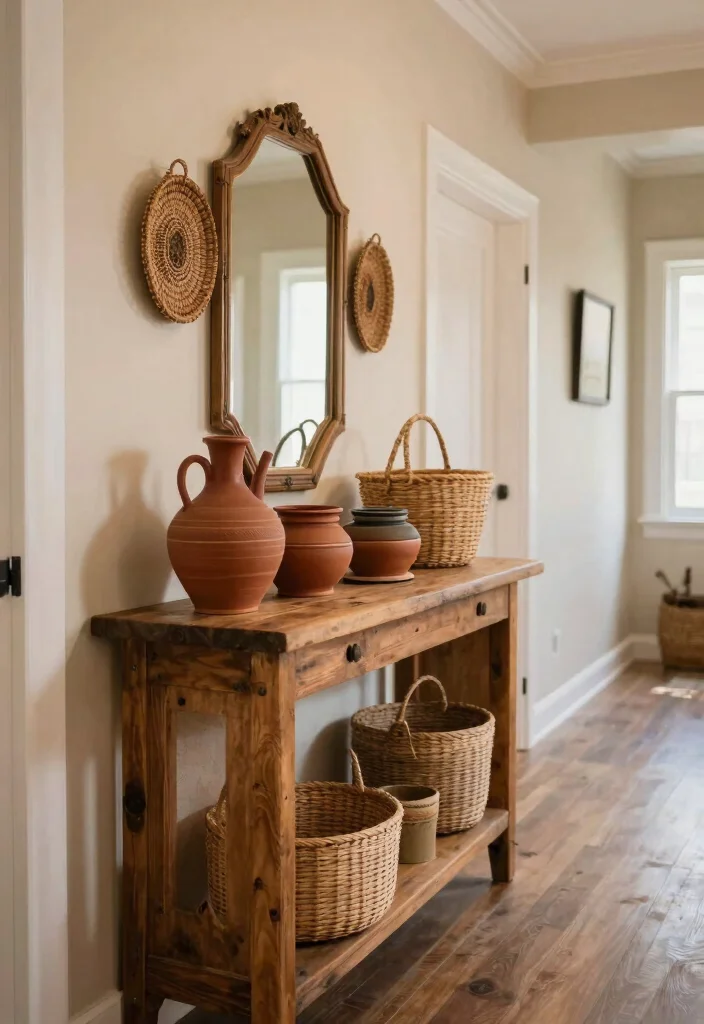 16 Hallway Console Table Decor Ideas That Welcome Beautifully - 14. Artisanal Touches 1