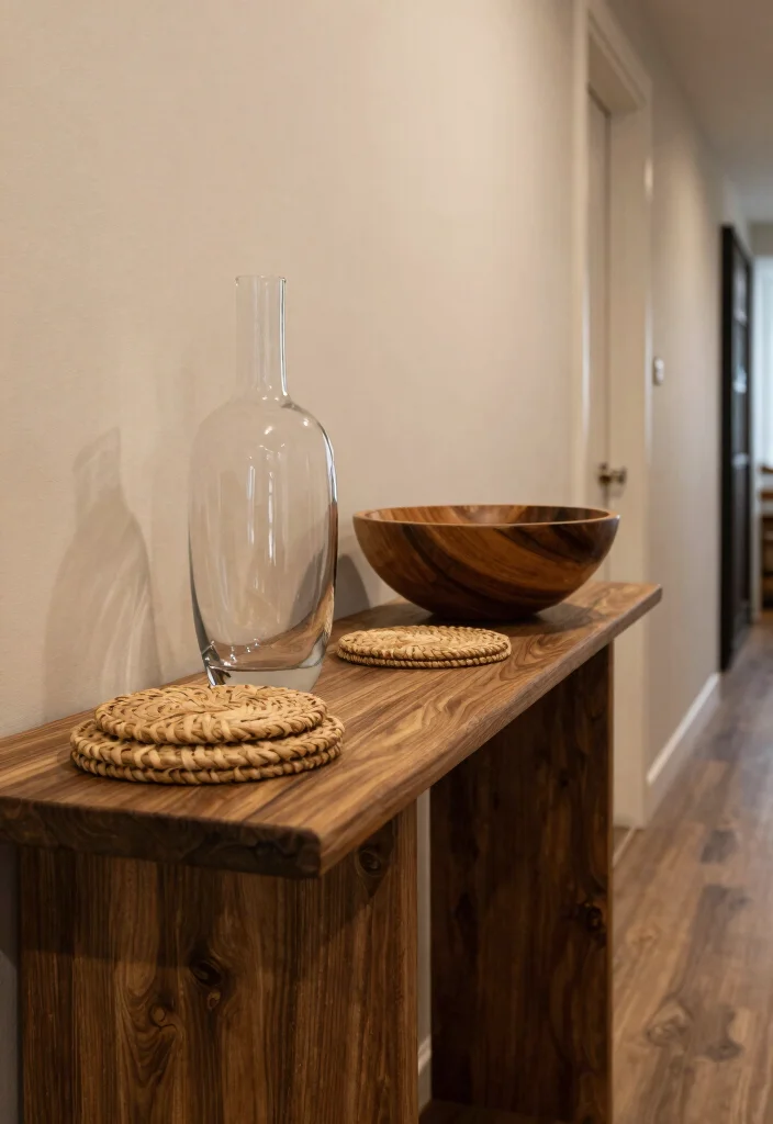 16 Hallway Console Table Decor Ideas That Welcome Beautifully - 16. Textured Layers 1