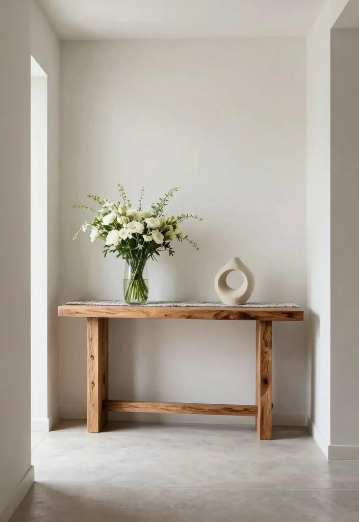 16 Hallway Console Table Decor Ideas That Welcome Beautifully - 3. Minimalist Modern 1