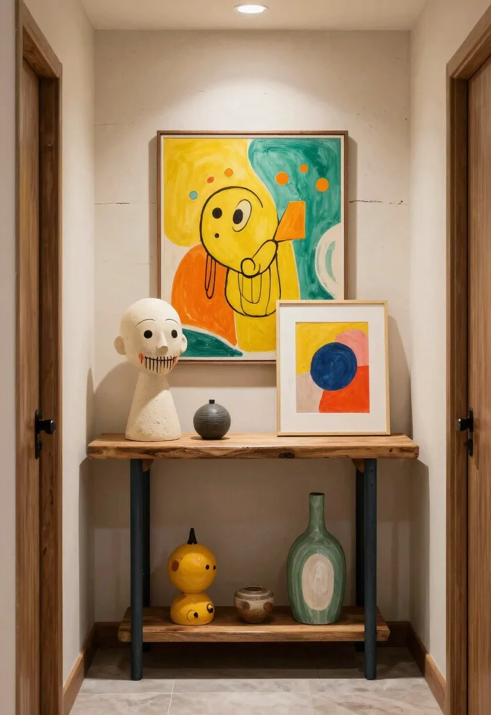 16 Hallway Console Table Decor Ideas That Welcome Beautifully - 7. Whimsical Decor 1