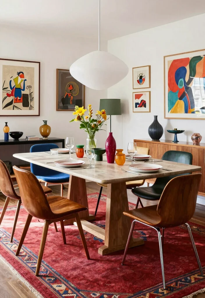 16 MCM Dining Table Ideas With Retro Charm 50 16 MCM Dining Table Ideas With Retro Charm - 10. Eclectic Mix of Styles 1