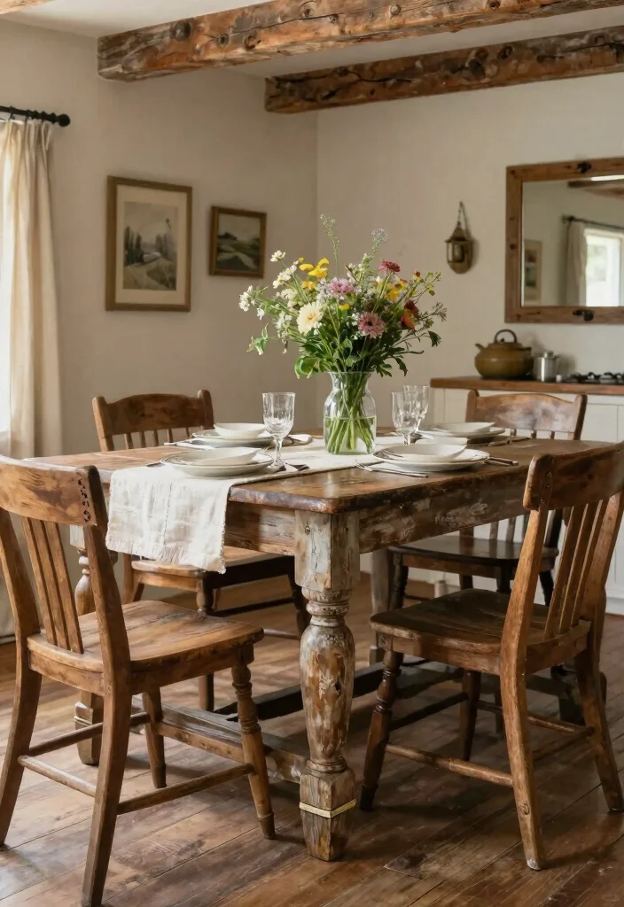 16 MCM Dining Table Ideas With Retro Charm 25 16 MCM Dining Table Ideas With Retro Charm - 5. Vintage Farmhouse Table 1