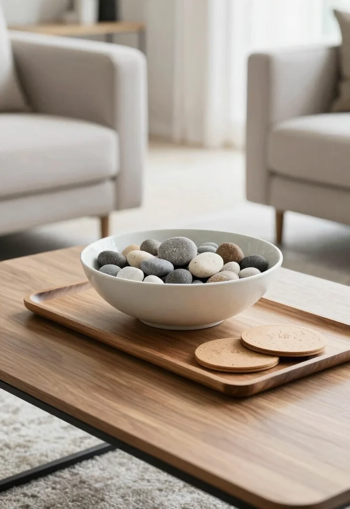 16 Minimal Coffee Table Decor Ideas With Simple Elegance - 11. Elegant Bowls and Trays 1