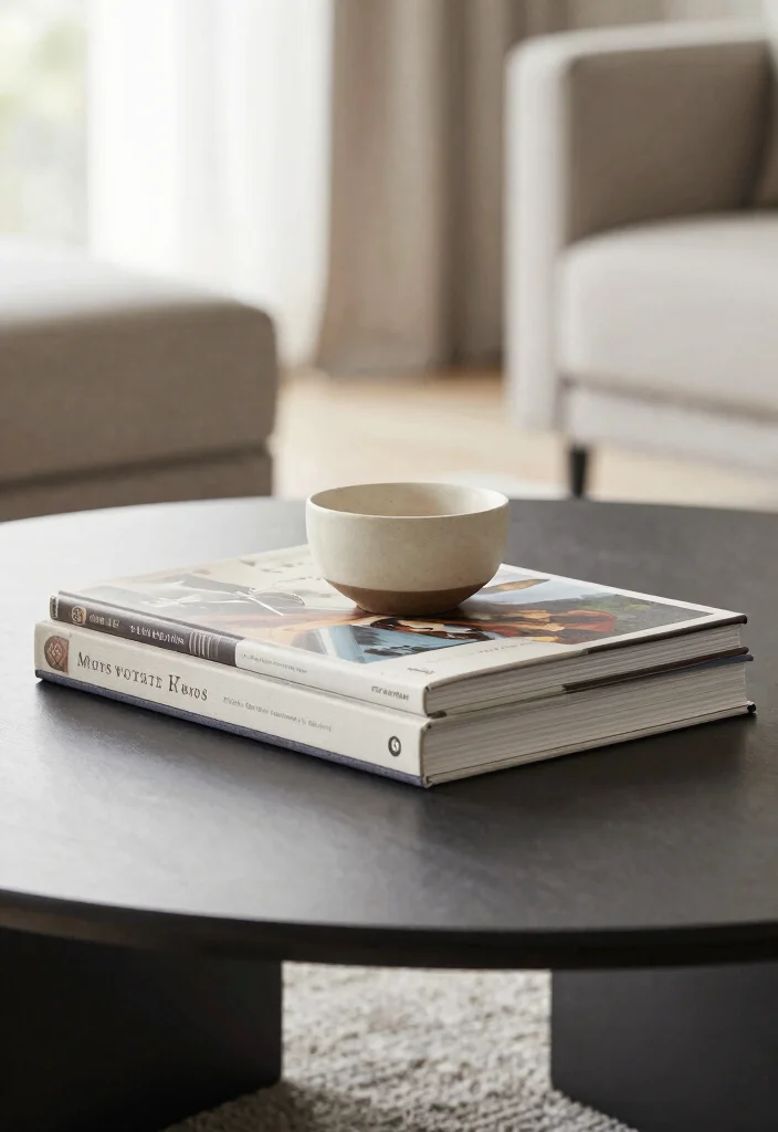 16 Minimal Coffee Table Decor Ideas With Simple Elegance - 2. Stack of Books 1