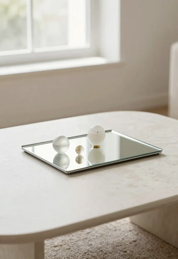 16 Minimal Coffee Table Decor Ideas With Simple Elegance - 6. The Power of Reflection 1