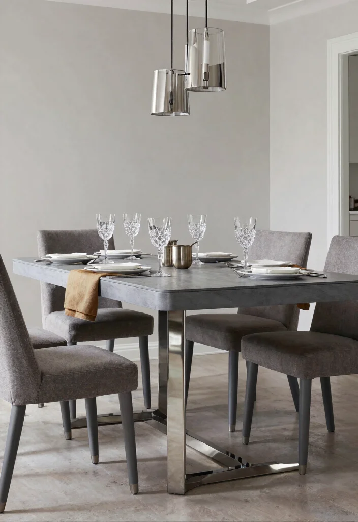 16 Painted Dining Room Table Ideas With Creative Color 34 16 Painted Dining Room Table Ideas With Creative Color - 4. Elegant Gray Sophistication 1