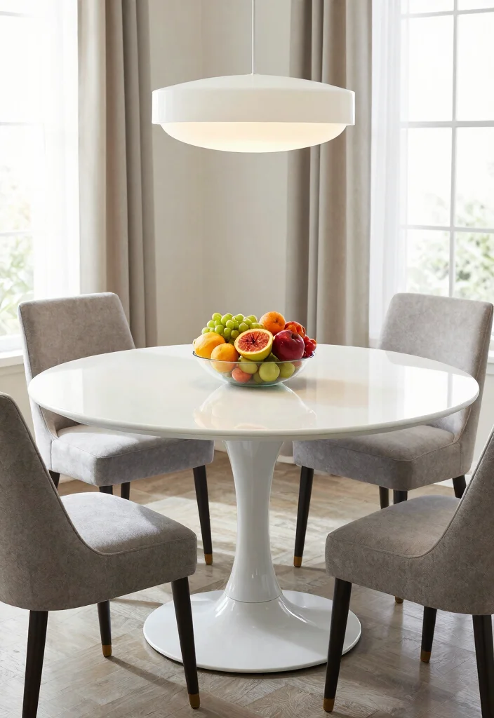 16 Sleek Dining Table Ideas With Modern Minimal Style 14 16 Sleek Dining Table Ideas With Modern Minimal Style - 4. Round Pedestal Table 1