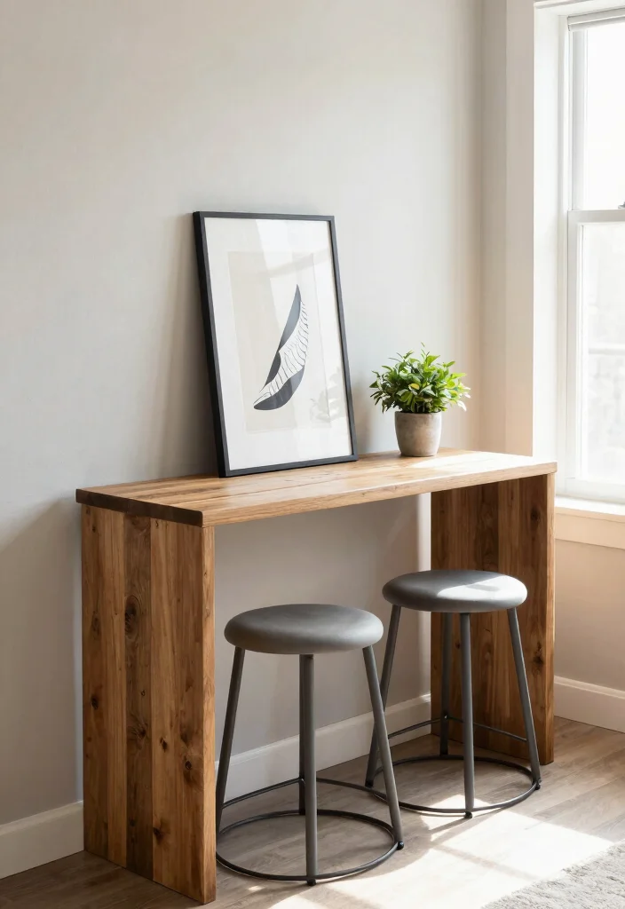 16 Sleek Dining Table Ideas With Modern Minimal Style 16 16 Sleek Dining Table Ideas With Modern Minimal Style - 6. Narrow Console Table Dining Setup 1