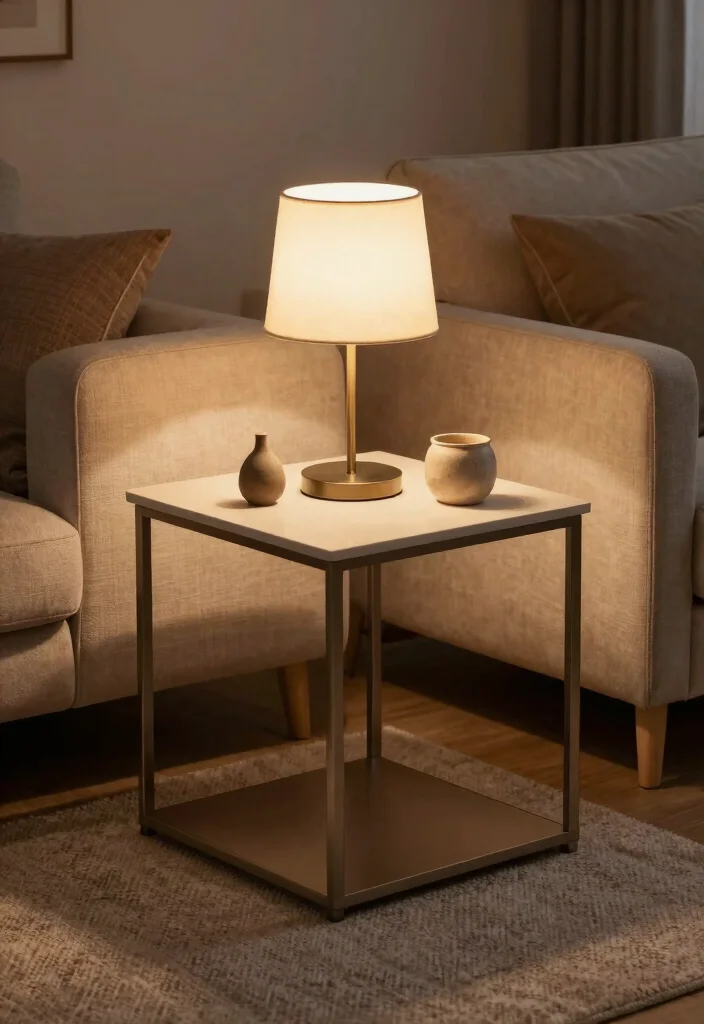 16 Square Side Table Decor Living Room Ideas That Shine - 12. Smart Lighting Solutions 1