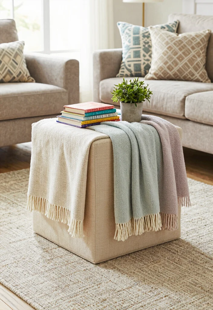 16 Square Side Table Decor Living Room Ideas That Shine - 2. Layered Textiles for Warmth 1