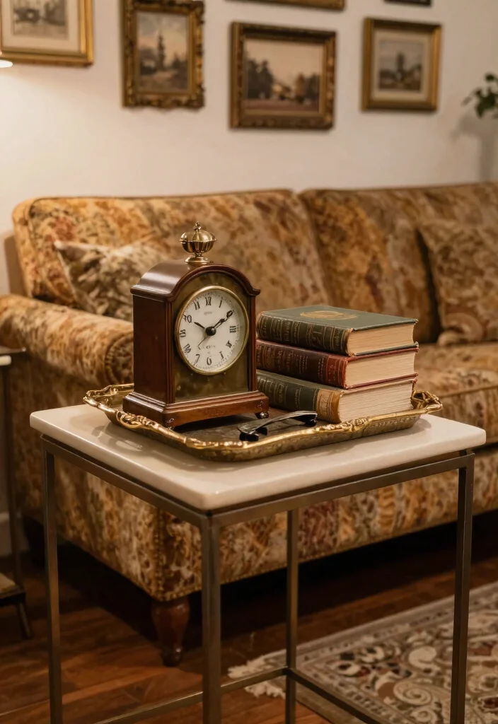 16 Square Side Table Decor Living Room Ideas That Shine - 9. Vintage Finds and Antiques 1