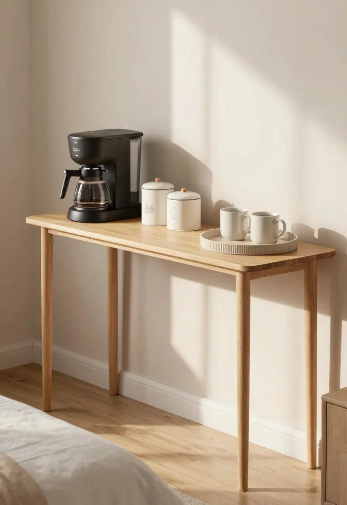 17 Bedroom Console Table Decor Ideas With Stylish Accents 62 17 Bedroom Console Table Decor Ideas With Stylish Accents - 12. Create a Coffee Nook 1