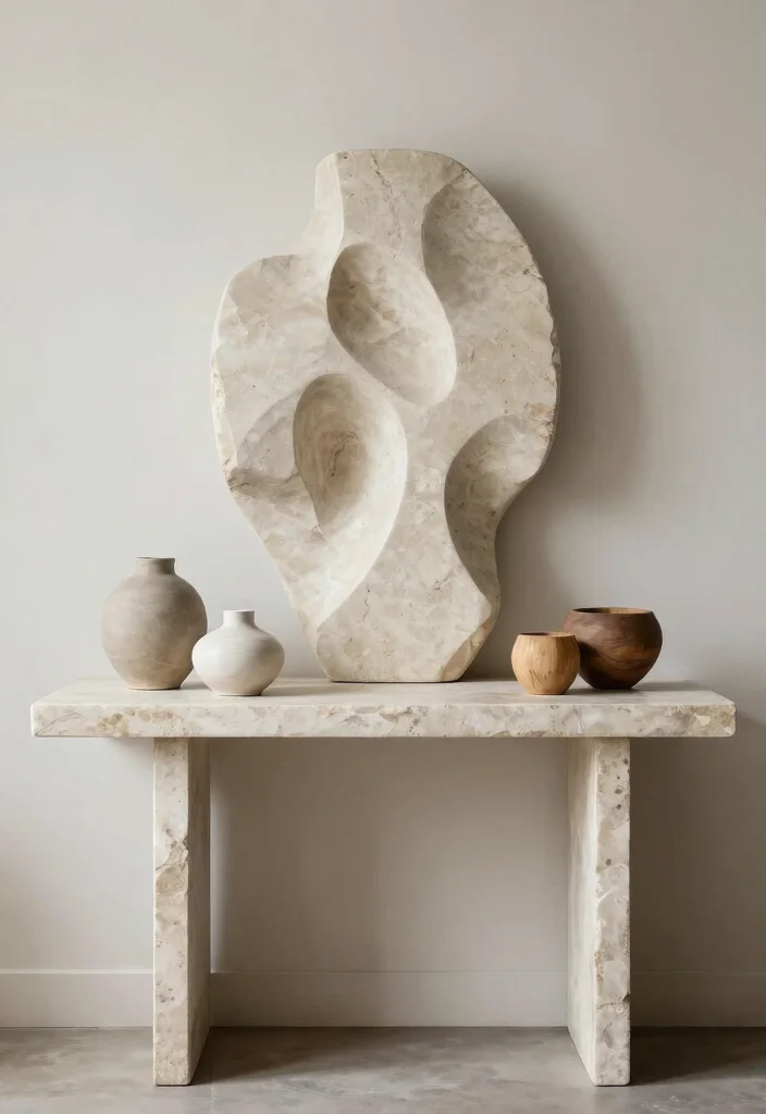 17 Bedroom Console Table Decor Ideas With Stylish Accents 35 17 Bedroom Console Table Decor Ideas With Stylish Accents - 5. Use Unique Sculptural Pieces 1