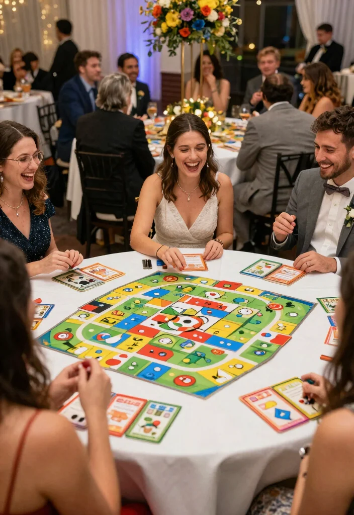 17 Circular Wedding Table Decor Ideas With Romantic Flow - 12. Playful Table Games 1