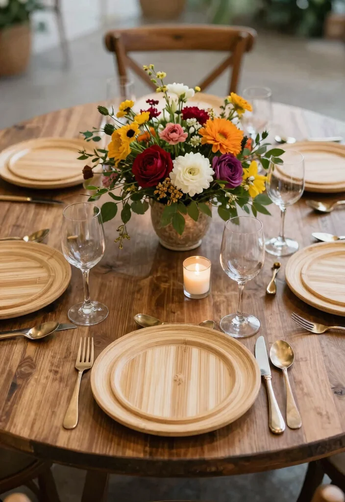 17 Circular Wedding Table Decor Ideas With Romantic Flow - 13. Sustainable Cutlery and Dinnerware 1