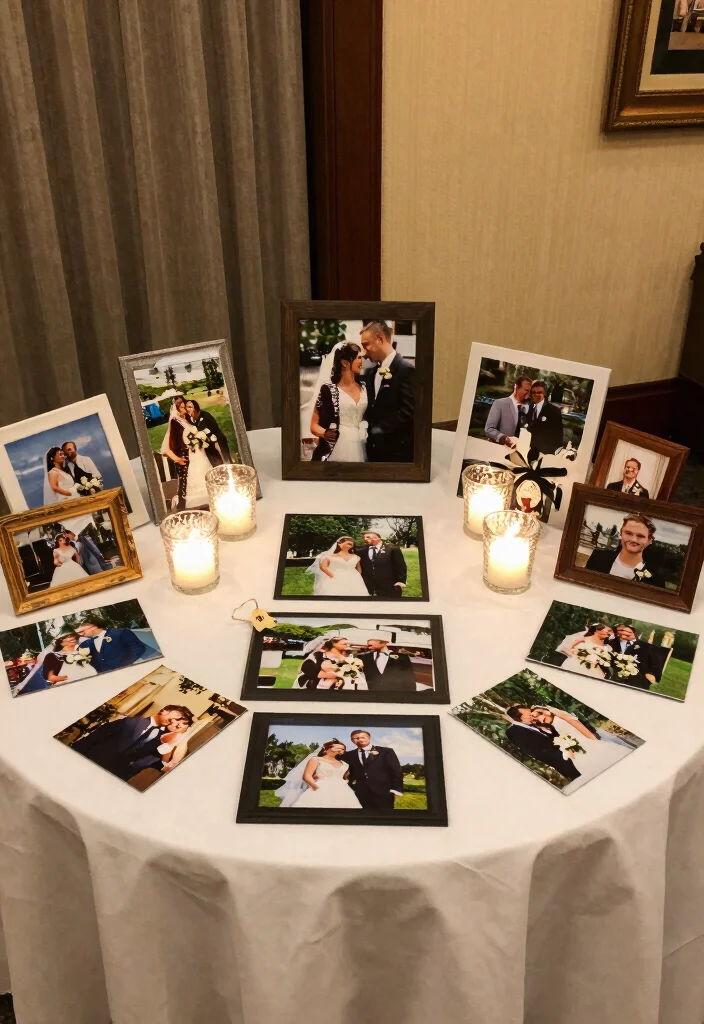 17 Circular Wedding Table Decor Ideas With Romantic Flow - 17. Memory Tables 1