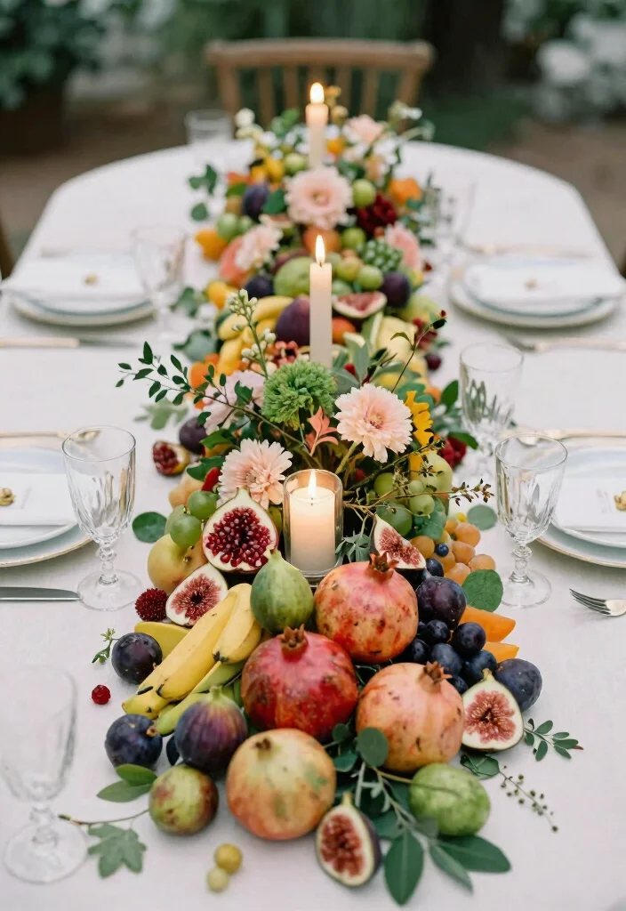 17 Circular Wedding Table Decor Ideas With Romantic Flow - 7. Seasonal Fruit Centerpieces 1