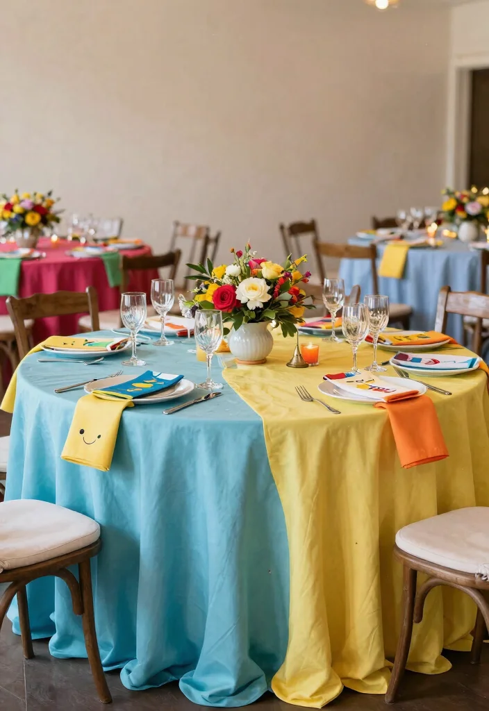 17 Circular Wedding Table Decor Ideas With Romantic Flow - 9. Colorful Table Accents 1