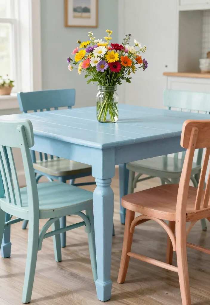 17 Dining Room Wood Table Ideas With Natural Beauty - 3. Painted Farmhouse Table 1