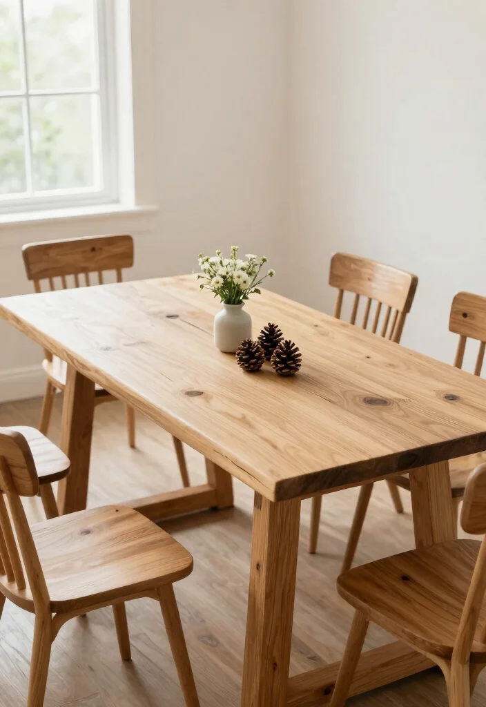 17 Dining Room Wood Table Ideas With Natural Beauty - 6. Rustic Pine Table 1