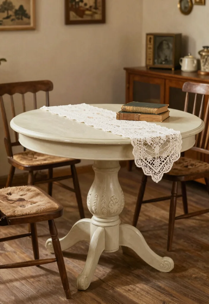 17 Dining Room Wood Table Ideas With Natural Beauty - 8. Vintage Farmhouse Table 1